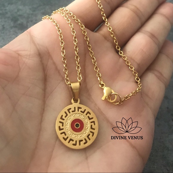 Evil Eye Necklace - Gold Plated Stainless Steel - Picture 5 of 8